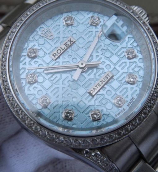 Replica Rolex DateJust 31mm Diamonds Bezel/Markers Blue Textured Dial A2235 - Image 3