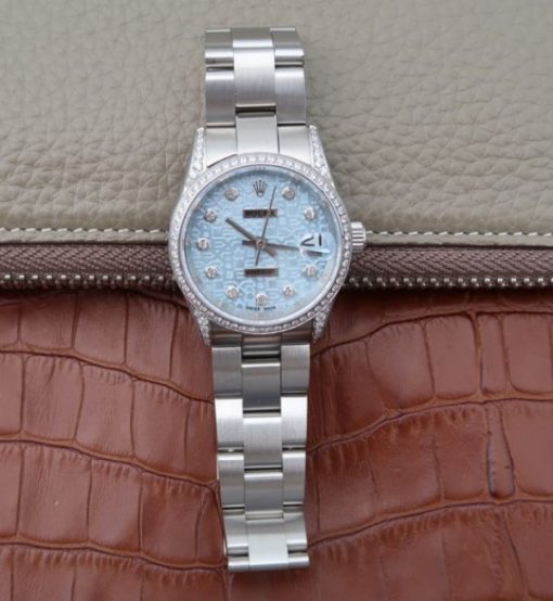 Replica Rolex DateJust 31mm Diamonds Bezel/Markers Blue Textured Dial A2235 - Image 8