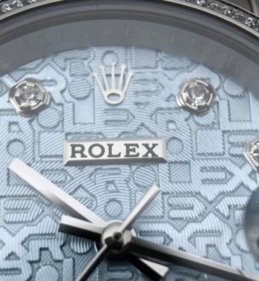 Replica Rolex DateJust 31mm Diamonds Bezel/Markers Blue Textured Dial A2235 - Image 9