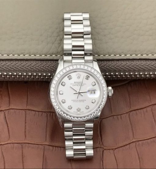 Replica Rolex DateJust 28mm Diamonds Bezel White Dial Diamonds Markers SS Bracelet A2236 - Image 8