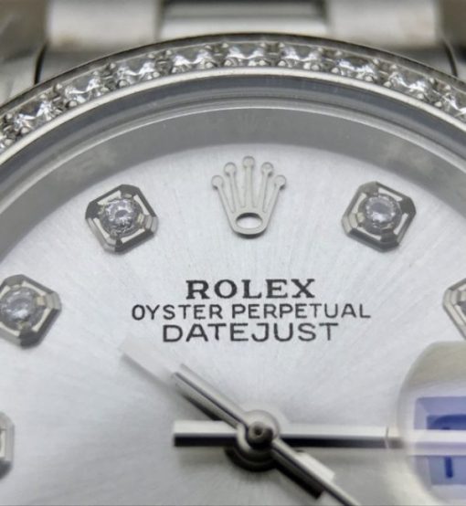 Replica Rolex DateJust 28mm Diamonds Bezel White Dial Diamonds Markers SS Bracelet A2236 - Image 9