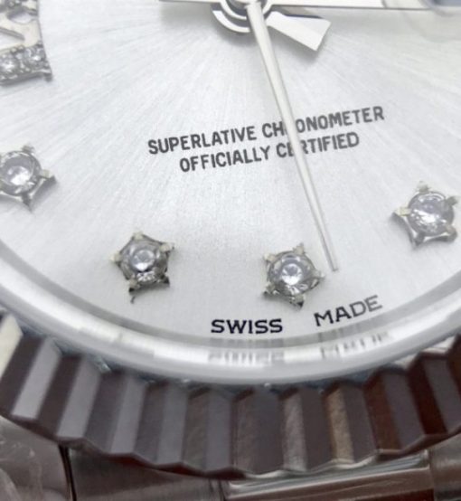 Replica Rolex DateJust 28mm Fluted Bezel White Dial Diamonds Rome Markers Bracelet A2236 - Image 10