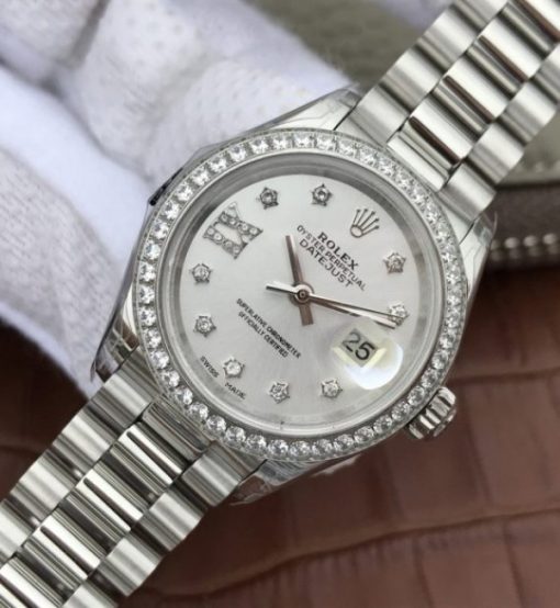 Replica Rolex DateJust 28mm Diamonds Bezel White Dial Diamonds Rome Markers Bracelet A2236 - Image 2