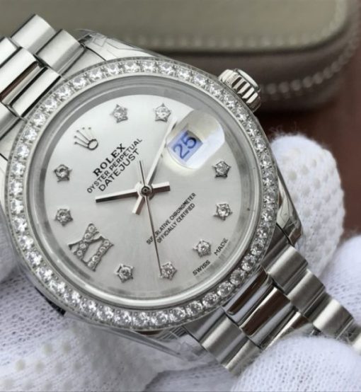 Replica Rolex DateJust 28mm Diamonds Bezel White Dial Diamonds Rome Markers Bracelet A2236 - Image 3