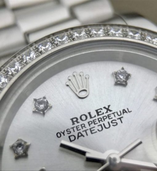 Replica Rolex DateJust 28mm Diamonds Bezel White Dial Diamonds Rome Markers Bracelet A2236 - Image 9