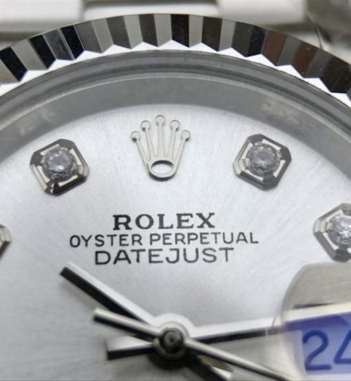 Replica Rolex DateJust 28mm Fluted Bezel White Dial Diamonds Markers Bracelet A2236 - Image 9
