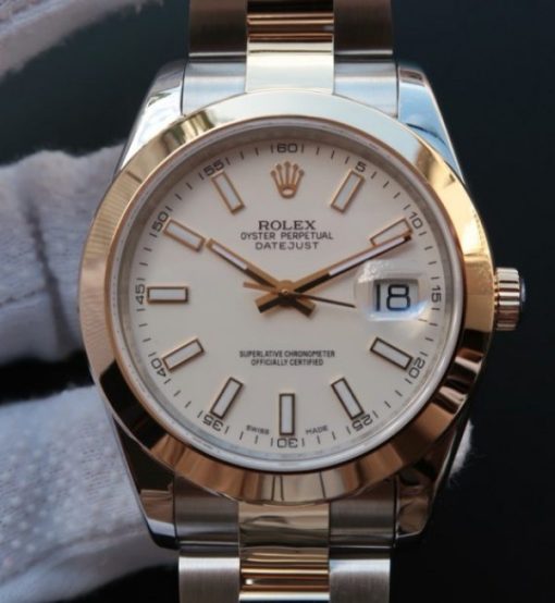 Replica Rolex Noob DateJust 126303 YG Wrapped White Dia A2824