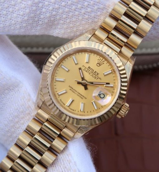 Replica Rolex DateJust 31mm Fluted Bezel RG Gold Dial Bracelet A2235 - Image 2