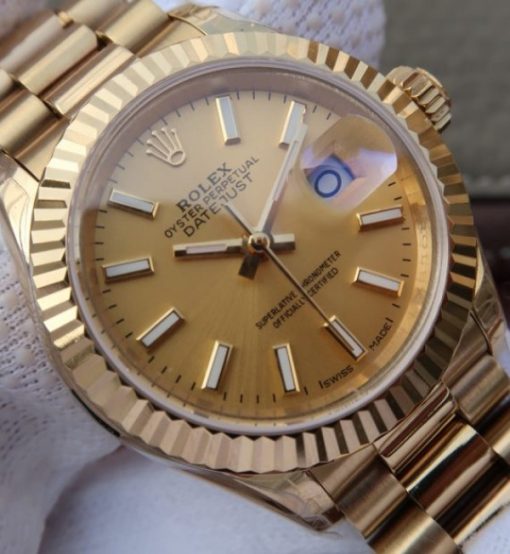 Replica Rolex DateJust 31mm Fluted Bezel RG Gold Dial Bracelet A2235 - Image 3