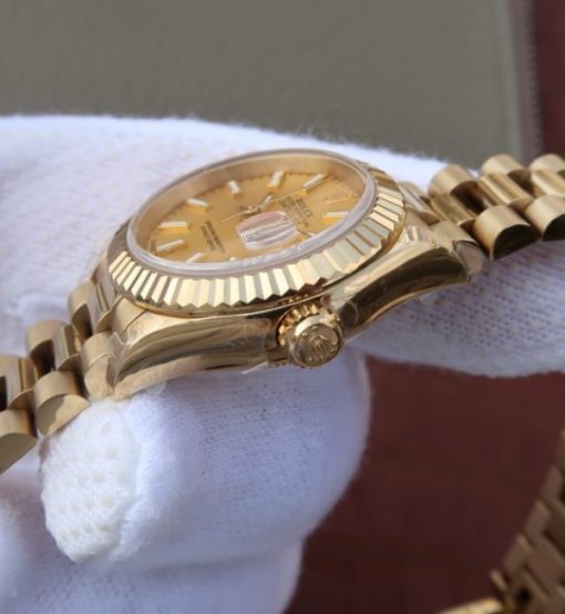 Replica Rolex DateJust 31mm Fluted Bezel RG Gold Dial Bracelet A2235 - Image 4