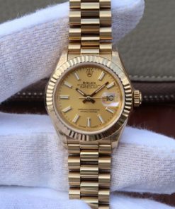 Replica Rolex DateJust 31mm Fluted Bezel RG Gold Dial Bracelet A2235