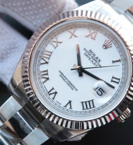 Replica Rolex DateJust II SS Fluted Bezel White Dial Roman Numerals SS Bracelet A3136 - Image 2