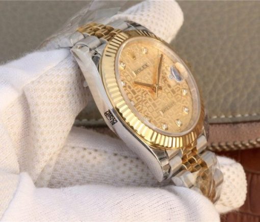 Replica Rolex DateJust 41mm SS/YG YG Textured Dial YG Wrapped Fluted Bezel SS/YG Bracelet A2836 - Image 7
