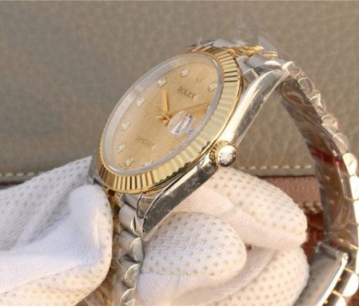 Replica Rolex DateJust 41mm SS/YG YG Textured Dial YG Wrapped Fluted Bezel SS/YG Bracelet A2836 - Image 8