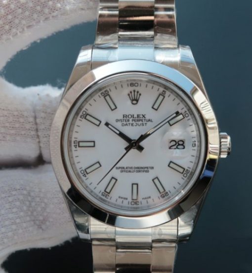 Replica Rolex DateJust 41mm 126333 EW Polished Bezel White Dial SS Bracelet A3163