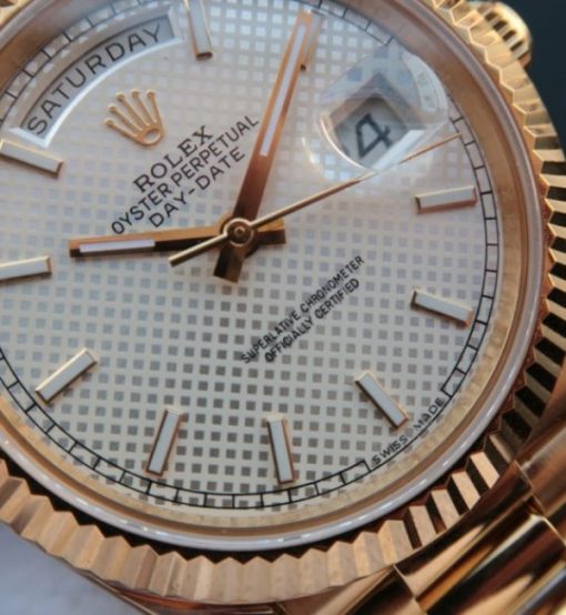 Replica Rolex Day-Date 40mm 228235 YG Noob White Textured Dial YG Bracelet A3255 - Image 2