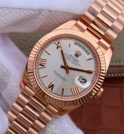 Replica Rolex Day-Date 40mm 228235 RG Noob White Dial Roman Markers RG Bracelet A3255 - Image 2