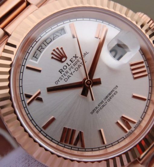 Replica Rolex Day-Date 40mm 228235 RG Noob White Dial Roman Markers RG Bracelet A3255 - Image 3