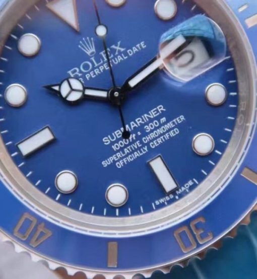 Replica Rolex Submariner 116619 LB Blue Ceramic Noob V7 Leather Strap A3135 - Image 2