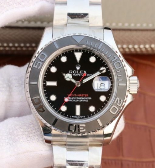 Replica Rolex Yacht-Master 116622 EW Black Dial SS Bracelet A3135