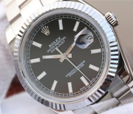 Replica Rolex DateJust 41mm 126334 Noob Fluted Bezel Black Dial Stick Markers Bracelet A3235 - Image 3
