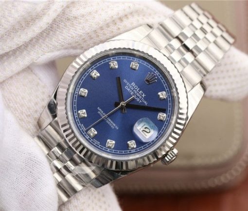 Replica Rolex DateJust 41mm 126334 Fluted Bezel Blue Dial Diamonds Markers Bracelet A3235 - Image 2