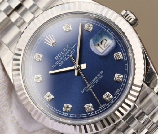 Replica Rolex DateJust 41mm 126334 Fluted Bezel Blue Dial Diamonds Markers Bracelet A3235 - Image 3