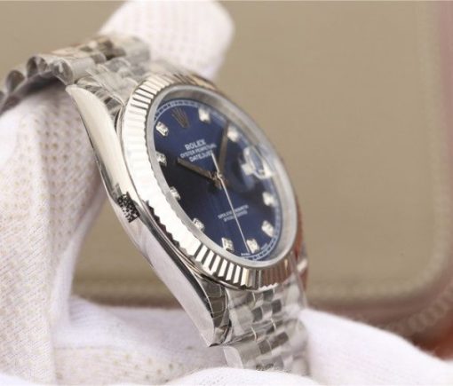 Replica Rolex DateJust 41mm 126334 Fluted Bezel Blue Dial Diamonds Markers Bracelet A3235 - Image 4
