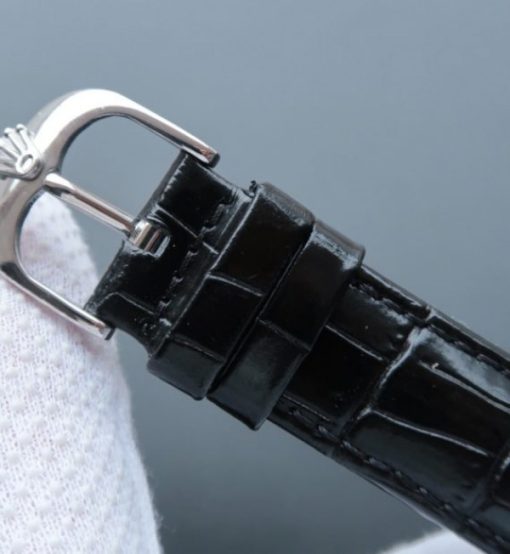 Replica Rolex MK Cellini Time 50509 SS Black Dial Leather Strap A3165 - Image 6