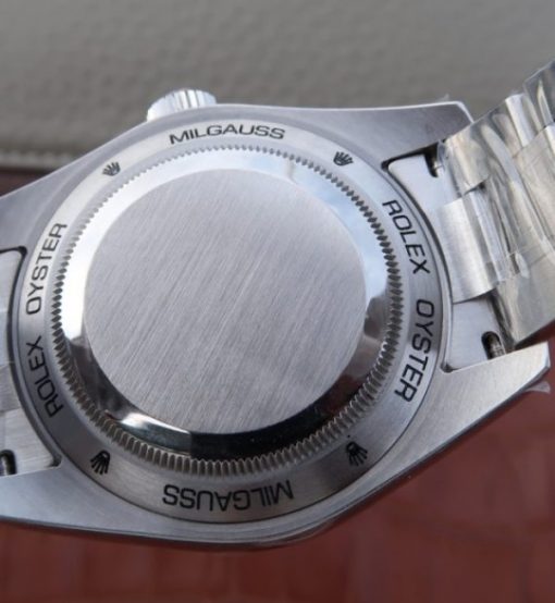 Replica Rolex Milgauss 116400 GV JF Green Sapphire Blue Dial SS Bracelet SH3131 - Image 6