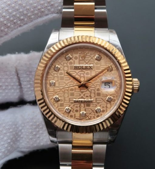 Replica Rolex DateJust II 41mm SS/YG YG Textured Dial Lumed Marker SS/YG Bracelet A3136