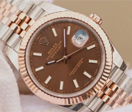 Replica Rolex DateJust 41mm 126331 RG Wrapped Brown Dial SS/RG SS Bracelet A3235 - Image 3