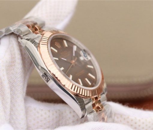 Replica Rolex DateJust 41mm 126331 RG Wrapped Brown Dial SS/RG SS Bracelet A3235 - Image 6