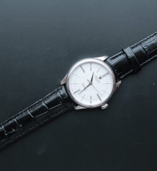 Replica Rolex MK Cellini Time 50509 SS Rome White Dial Leather Strap - Image 7