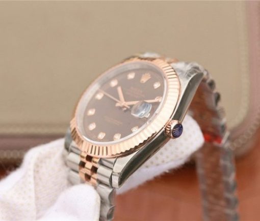 Replica Rolex DateJust 41mm 126331 RG Wrapped Brown Dial Diamonds Markers Bracelet A3235 - Image 5