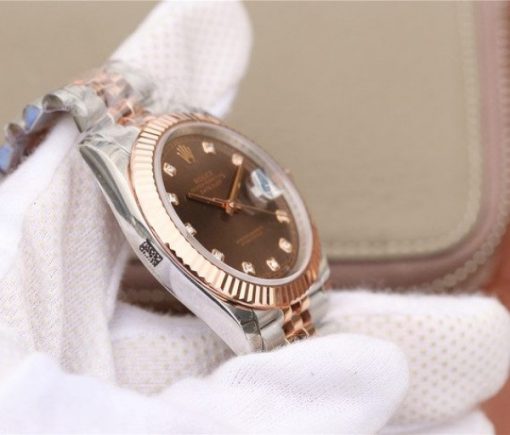 Replica Rolex DateJust 41mm 126331 RG Wrapped Brown Dial Diamonds Markers Bracelet A3235 - Image 6