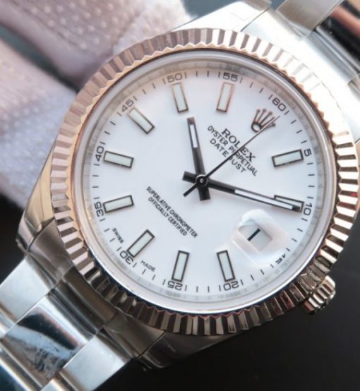 Replica Rolex DateJust II SS Fluted Bezel White Dial SS Bracelet A3136 - Image 2