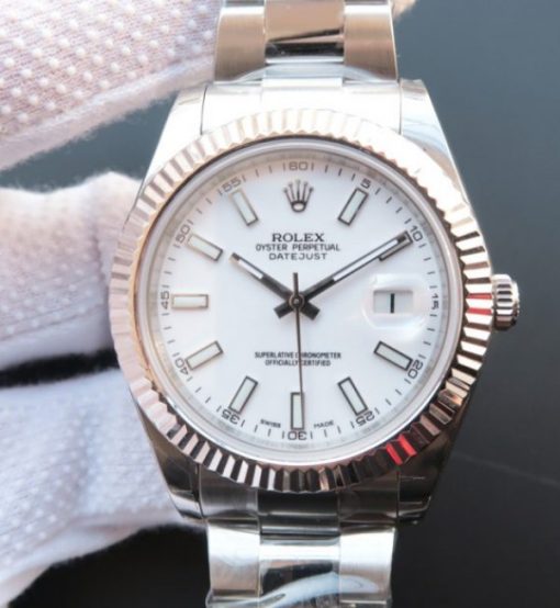 Replica Rolex DateJust II SS Fluted Bezel White Dial SS Bracelet A3136