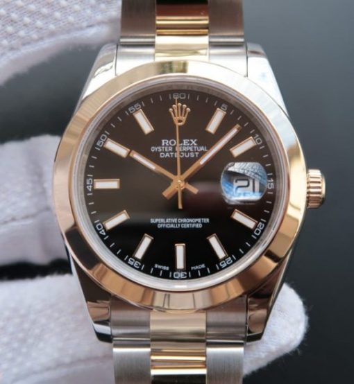 Replica Rolex DateJust II 41mm SS/YG Black Dial Lumed Marker  SS/YG Bracelet A2824