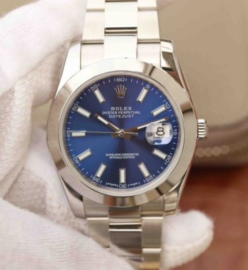 Replica Rolex DateJust 41mm SS 116200 Polished Bezel Blue Dial 904L SS Bracelet SA3235