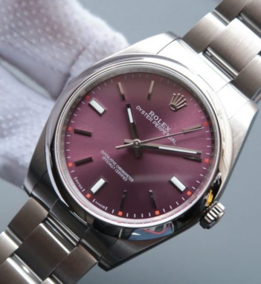 Replica Rolex Oyster Perpetual 39mm 114300 Red Grape Dial on SS Bracelet SH3132 - Image 2