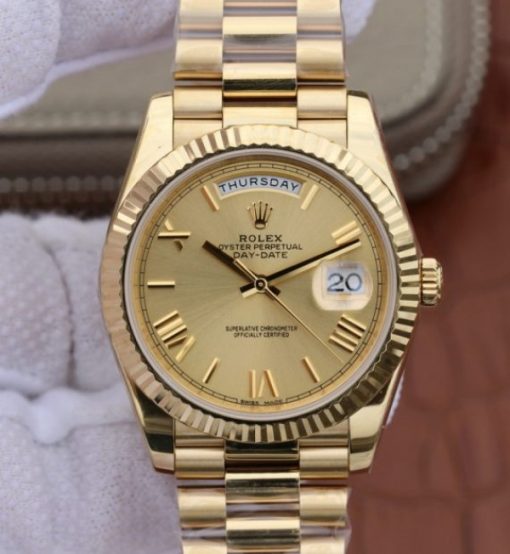 Replica Rolex Day-Date 40mm 228238 YG Dial Roman Markers YG Bracelet A3255