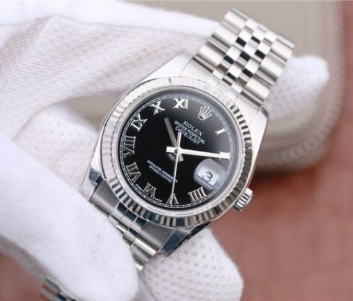 Replica Rolex DateJust 36mm SS 116234 ARF Black Dial Roman Markers 904L SS Bracelet SA3135 - Image 2