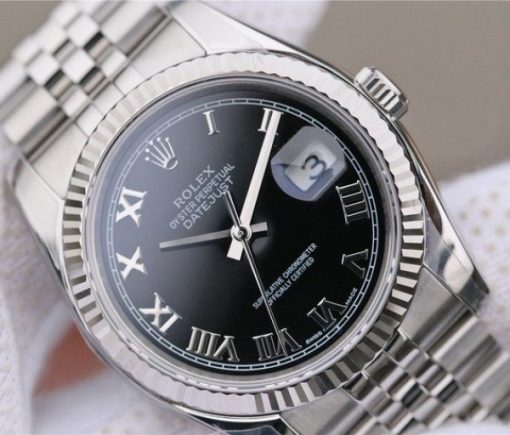 Replica Rolex DateJust 36mm SS 116234 ARF Black Dial Roman Markers 904L SS Bracelet SA3135 - Image 3