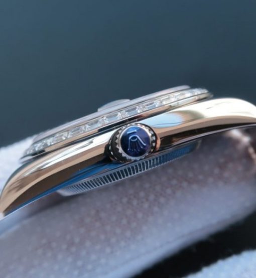 Replica Rolex Day-Date SS Diamonds Bezel Ice Blue Dial Crystal Markers SS Bracelet A3255 - Image 3
