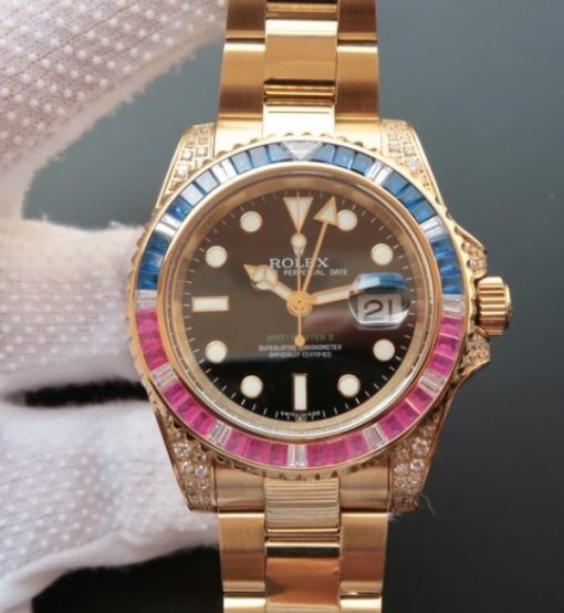 Replica Rolex GMT-Master II  BP 116758 Blue/Red Crystal Bezel A2836