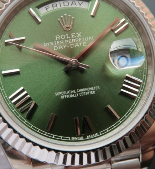 Replica Rolex Day-Date 40mm 228239 Noob Olive Green Dial SS President Bracelet A3255 - Image 3