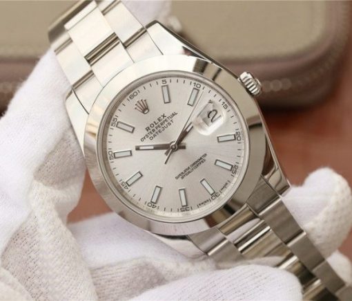 Replica Rolex DateJust 41mm 126300 Noob Polished Bezel Silver Dial Stick Markers Bracelet A3235 - Image 2