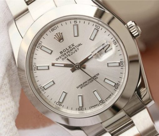 Replica Rolex DateJust 41mm 126300 Noob Polished Bezel Silver Dial Stick Markers Bracelet A3235 - Image 3