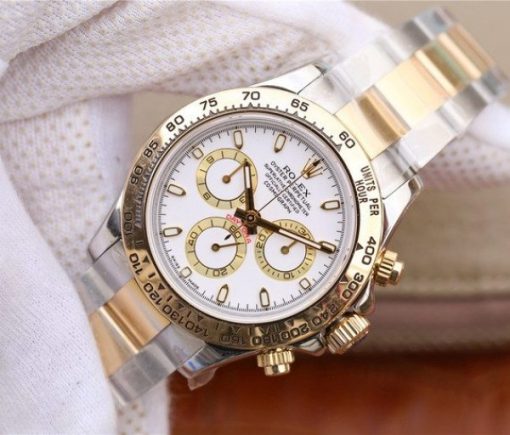 Replica Rolex Daytona 116523 Thick YG Wrapped White Dial Bracelet A7750 - Image 2
